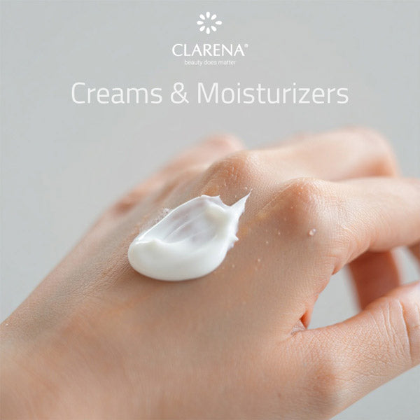 Clarena creams and moisturizers for hydration, anti-aging and skin barrier support