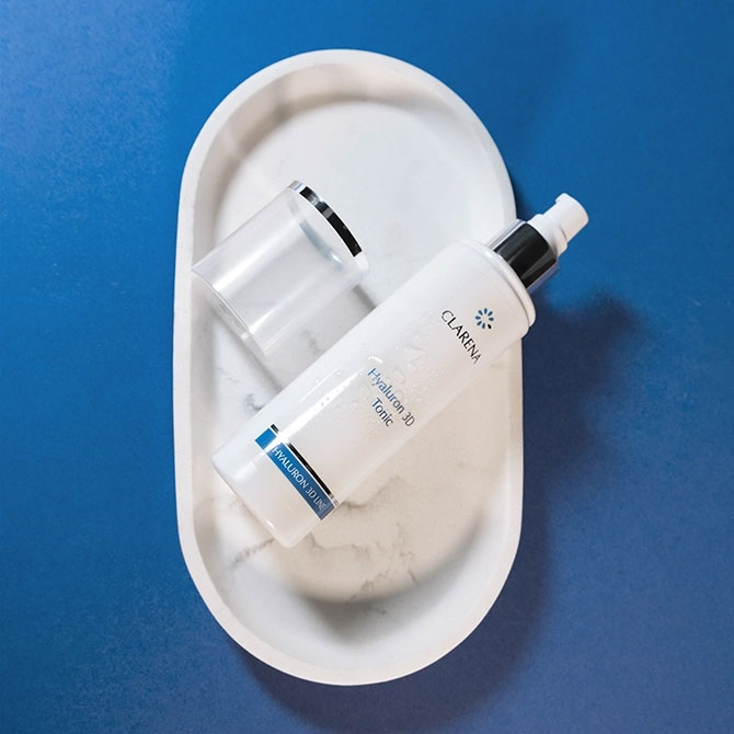Clarena Hyaluron 3D Tonic offering multi-layer hydration and soothing care for dry, sensitive skin, 200 ml