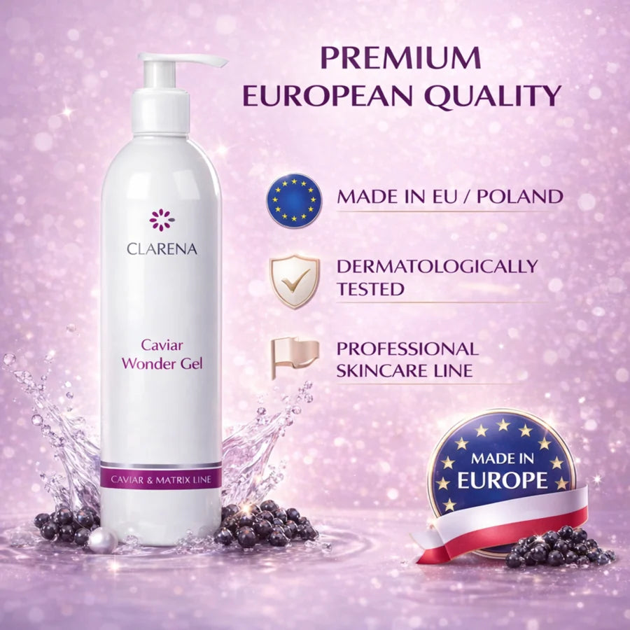 Clarena Caviar Wonder Gel premium European skincare made in EU Poland dermatologically tested professional body and hand wash